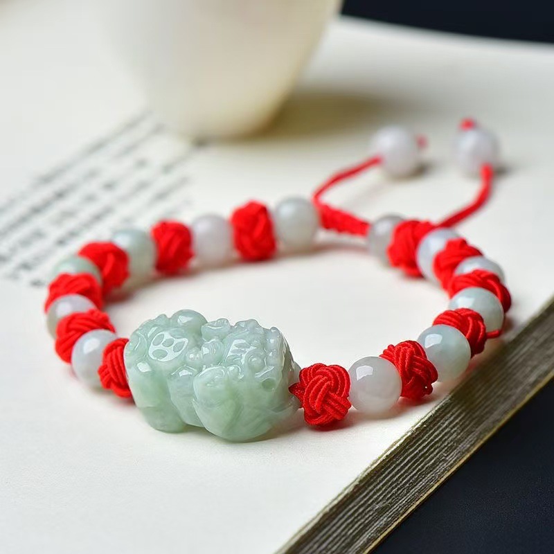 Beading - Bracciale Pixiu in Giadeite Naturale Birmana,